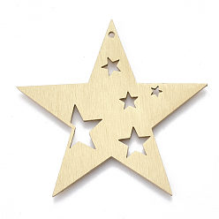 Золотой Алюминиевые большие подвески, Лазерная резка больших подвесок, звезда, золотые, 50x47x1 мм, отверстие : 1.5 мм