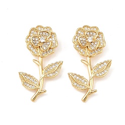 Настоящее золото 18K Латунные микро проложить кубического циркония подвески, , стойки покрытие, долговечный, без кадмия и без свинца, реальный 18 k позолоченный, 30.5x17x3 мм, отверстие : 3.5x2.5 мм