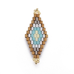 Разноцветный Японский бисер miyuki & toho ручной работы ссылки, Ткацкий станок, ромб, красочный, 31.4~33x12.7~13.4x1.6~1.7 мм, отверстие : 1~1.4 мм