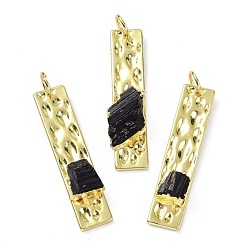 Tourmaline Natural Tourmaline Pendants, with Golden Brass Findings and Jump Rings, Rectangle, 40x9.5~11.5x7.5~8.5mm, Hole: 5mm