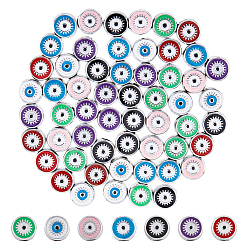 (52) Непрозрачная лаванда 56шт 7 цвета ccb пластиковые европейские бусины, бусины с большим отверстием, плоские круглые с сглаза, разноцветные, 12x11.5x7.5 мм, отверстие : 4.8 мм, 8 шт / цвет