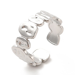 Stainless Steel Color Non-Tarnish 304 Stainless Steel Geometric Open Cuff Ring for Women, Stainless Steel Color, US Size 6 1/2(16.9mm)