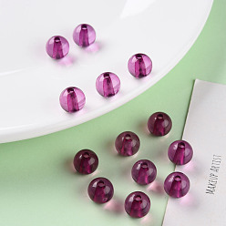 Magenta Transparent Acrylic Beads, Round, Magenta, 10x9mm, Hole: 2mm, about 940pcs/500g