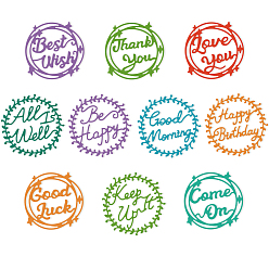 Слово Углеродистая сталь разрезает трафареты, для diy scrapbooking, Фотоальбом, декоративная бумага для тиснения, форма для поздравительных открыток, слово, 125~131x59~65x0.8 мм, 5 шт / комплект