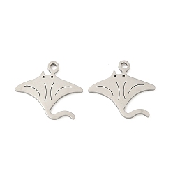 Fish 201 подвески из нержавеющей стали, manta ray, 14x15x1 мм, отверстие : 1.4 мм