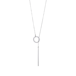 Нержавеющая Сталь Цвет 304 из нержавеющей стали ожерелья Lariat, колье с подвесками в виде круглых планок, цвет нержавеющей стали, 17.72 дюйм (45 см)