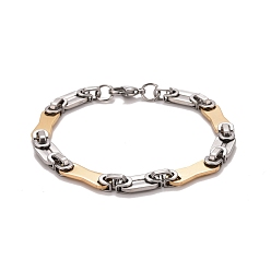 Золотой & Цвет Нержавеющей Стали Вакуумное покрытие pvd 201 браслеты из звеньев цепи из нержавеющей стали, 304 из нержавеющей стали пряжки, двухцветный очень прочный браслет для мужчин и женщин, золотые и нержавеющая сталь цвет, 8-3/4 дюйм (22.2 см)