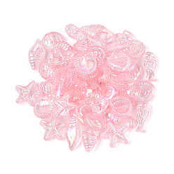 Pink Прозрачные акриловые бусины с океанской тематикой, разнообразные, розовые, 10~15x5.5~12x4 мм, отверстие : 1.5 мм, Около 2083 шт / 500 г