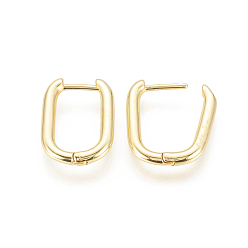 Real 18K Gold Plated Brass Huggie Hoop Earrings, Long-Lasting Plated, Oval, Real 18K Gold Plated, 17.5x13x2mm, Pin: 1mm