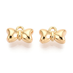Bowknot Латунь прелести, без никеля , реальный 18 k позолоченный, бантом, 6.9x10x4.2 мм, отверстие : 1.2 мм