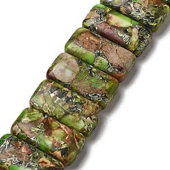 Зеленый лайм Синтетические имперские нитки из бисера яшмы, окрашенные, прямоугольные, 2-луночное, зеленый лайм, 10x20x5 мм, отверстие : 0.9 мм, около 17 шт / нитка, 6.89'' (17.5 см)