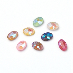 (52) Непрозрачная лаванда Стеклянные стразы кабошоны, флуоресцентный стиль мокко, назад назад, граненые, овальные, разноцветные, 6x4x2.5 мм