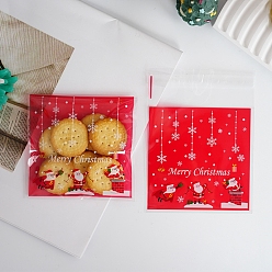 Santa Claus OPP Plastic Bag, Christmas Theme, Bakeware Accessoires, for Mini Cake, Cupcake, Cookie Packing, Santa Claus Pattern, 100x100mm, about 98~100pcs/bag