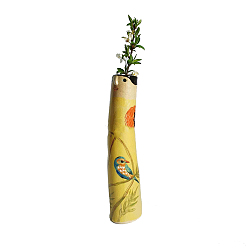 Yellow Resin Vases, Home Decorations, Column Doll, Yellow, 40x177mm