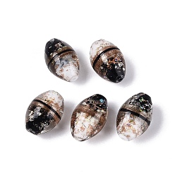 Черный Двухцветные бусины из фольги ручной работы, барабанщиков, чёрные, 17~19x11~12.5 мм, отверстие : 0.8~1.4 мм