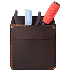 Coconut Marrón Funda de piel de vaca para bolígrafos y herramientas, Bolsa de herramientas resistente para pantalones vaqueros, Rectángulo, coco marrón, 155x135x6.5 mm