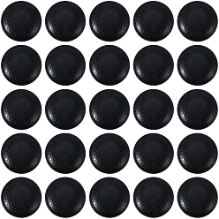 Черный 30шт. 1-отверстие пуговицы из искусственной кожи с ножкой, с алюминиевой фурнитурой, плоско-круглые, чёрные, 17x8 мм, отверстие : 2x2 мм