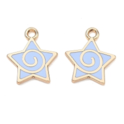 Васильковый Подвески из эмали и сплава, звезды прелести, стойки покрытие, золотые, васильковый, 15.5x13x1.4 мм, отверстие : 1.6 мм