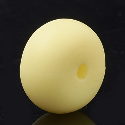 Light Yellow Food Grade Eco-Friendly Silicone Beads, Chewing Beads For Teethers, DIY Nursing Necklaces Making, Rondelle, Light Yellow, 14x8mm, Hole: 3mm