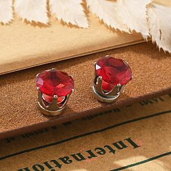 Красный Серьги-клипсы с фианитами, магнитные серьги из нержавеющей стали без проколов, цвет нержавеющей стали, алмаз, красные, 8 мм