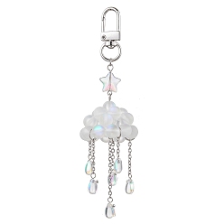 Белый Дым Подвесные украшения из облачного сплава и синтетического лунного камня, со стеклянными кисточками и поворотными застежками, серый, 125.5 мм