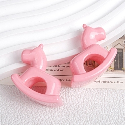 Pink Opaque Acrylic Beads, Rocking Horse, Pink, 30x40x22mm, Hole: 3mm