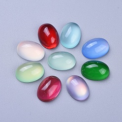 Mixed Color Translucent Resin Cabochons, Oval, Mixed Color, 17.5~18x13x6mm