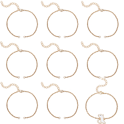 Золотой 10шт 304 изготовление браслета из нержавеющей стали, с застежками-карабинами и удлинительной цепочкой, золотые, 7-1/8 дюйм (18 см)