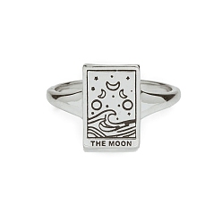 Луна Кольца-печатки из сплава в стиле карты Таро для женщин, прямоугольные, луна, размер США 7 1/4 (17.5 мм)