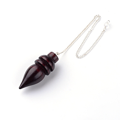 Coconut Brown Wood Pointed Dowsing Pendulums, with Iron Cross Chains, Coconut Brown, 9.84”(25cm)