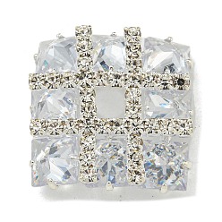 Серебро Латунь горный хрусталь Кабошоны, квадратный, серебряные, 17x17x6 мм