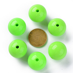 Lime Opaque Acrylic Beads, Round, Lime, 20x19mm, Hole: 3mm, about 111pcs/500g