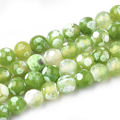 Зеленый лайм Природные пожары треск агат бисер нитей, окрашенные, круглые, зеленый лайм, 8 мм, отверстие : 1 мм, около 46~48 шт / нитка, 14.56 дюйм ~ 15.15 дюйм