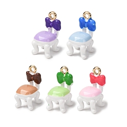 Mixed Color Alloy Enamel Pendants, Chair Charms, Mixed Color, 16x9x11mm, Hole: 1.7mm