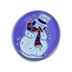 Bonhomme de neige Broches en alliage sur le thème de Noël, épingles en émail, bonhomme de neige, 30x28mm