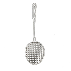 Античное Серебро Тибетский сплав стиля большие кулоны, ракетки для бадминтона, античное серебро, 83x25x5 мм, отверстие : 2.5 мм