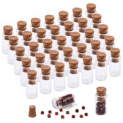 Clear 50Pcs Column Glass Jar Glass Bottles Bead Containers, with Cork Stopper, Wishing Bottle, Clear, 1.8x1cm, Hole: 0.65cm, Capacity: 1ml(0.03 fl. oz)
