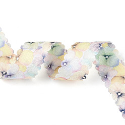 Светло-желтый Одного лица печатается полиэстер атласные ленты, цветочным узором, для подарочной упаковки, светло-желтый, 1 дюйм (25 мм), около 20.00 ярдов (18.29 м) / рулон