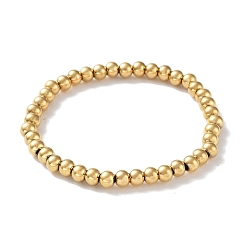Золотой 316 эластичные браслеты из хирургической нержавеющей стали с круглыми бусинами, золотые, внутренний диаметр: 2 дюйм (5.05 см), широк: 5 мм