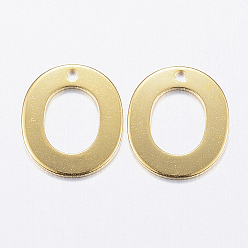 Letter O 304 прелести нержавеющей стали, letter.o, реальный 18 k позолоченный, 11x10x0.8 мм, отверстие : 1 мм