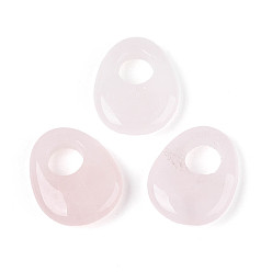 Розовый Кварц Природного розового кварца подвески, слезинки, 24.5~25x19.5~20x5.5~6.5 мм, отверстие : 8~9 мм