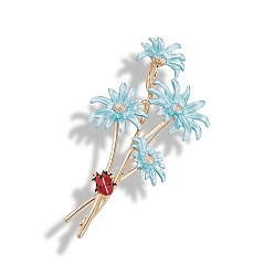 Небесно-голубой Броши из сплава и эмали для женщин, цветок, голубой, 70x33 мм