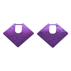 Purple Spray Painted Iron Pendants, Diamond Shaped, Purple, 40x46.5x2mm, Hole: 10.5x14.5mm
