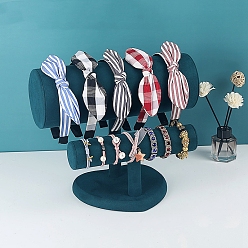 Темный Морско-зеленый Держатели повязок на голову из ПВХ, бархата и дерева, Органайзер для украшений на голову для девочек и женщин, темно-зеленый, 32x18x25 см