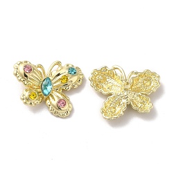 Разноцветный Подвески из сплава, со стеклом, золотой свет, без свинца и без кадмия, очарование бабочки, красочный, 19x24x6.5 мм, отверстие : 1.8 мм