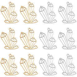 Золотой & Цвет Нержавеющей Стали 20 шт. 2 цвета 201 подвески из нержавеющей стали, призма, золотые и нержавеющая сталь цвет, 25x17x1 мм, отверстие : 1.6 мм, 10 шт / цвет