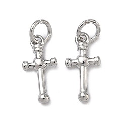 Платина Латунные подвески, долговечный, стойки покрытие, без свинца и без кадмия, крест прелести, платина, 14x6.5x2 мм, отверстие : 3 мм