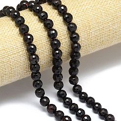 Гранат Гранат природный бисер нитей, граненый (128 граней), круглые, 7.5~8.5 мм, отверстие : 0.8~1.2 мм, около 45~49 шт / нитка, 14.57~15.20'' (37~38.6 см)