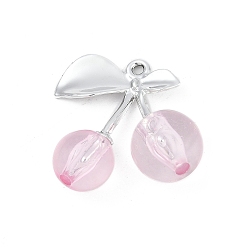 Платина Подвески из сплава и акрила, вишня, платина, 30x28.5x14 мм, отверстие : 2 мм