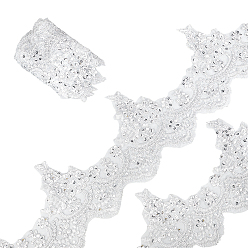 Серебро 5ярды полиэстеровой ткани для шитья цветочных украшений, серебряные, 145x1 мм